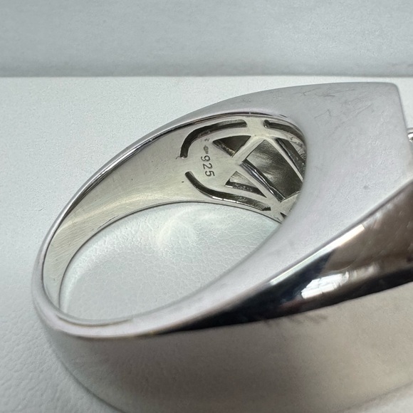 925 Green Spinel Men’s Ring - Picture 10 of 12